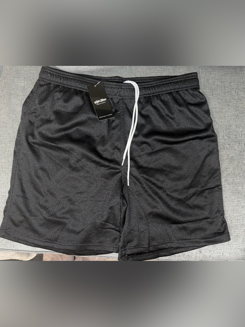 Mens Lot of 2 Shaka Wear Black Mesh Shorts with Drawstring and Pockets size L